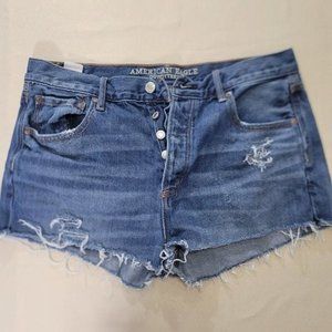 American Eagle Hi - Rise Girlfriend Distressed Button Fly Shorts size 10